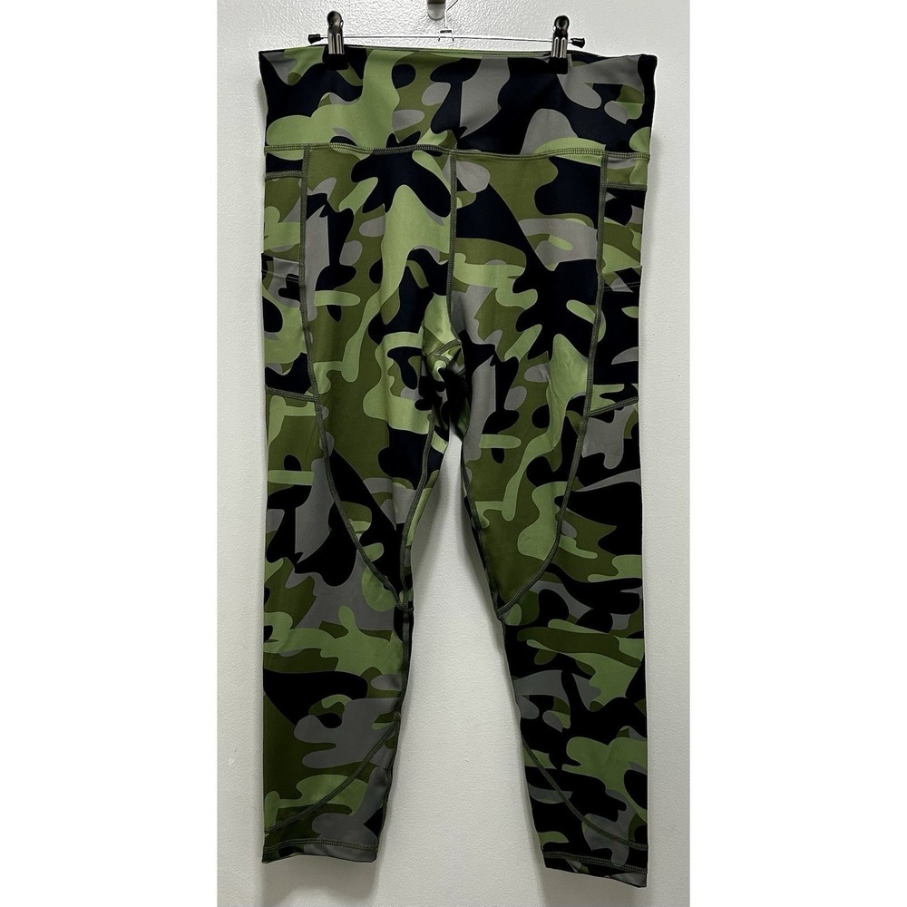 Zyia Women's Green Camo Leggings With Pockets‎ 16-18 New Without Tags
